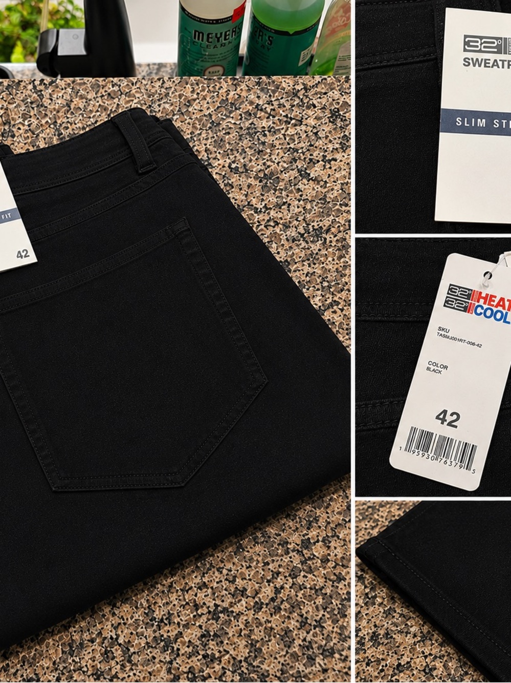 32 Degrees Men’s Slim Straight Black Jeans